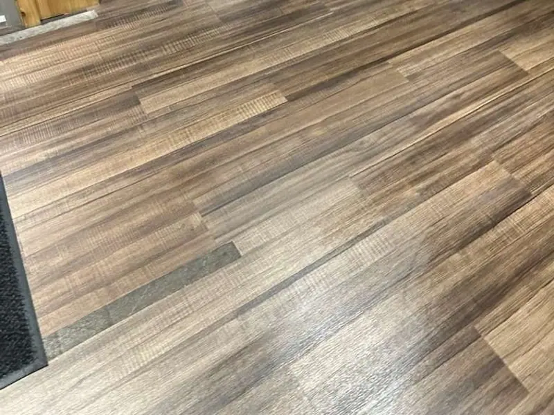 Commercial floor cleaning in Cranston, RI - clean wood-look lobby floor